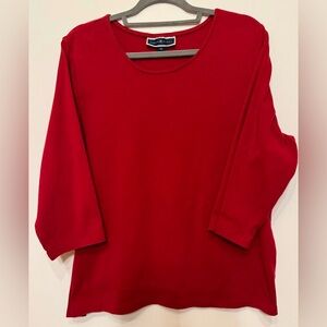Karen Scott Lightweight Vibrant Red Sweater 2XL Boat Neck EUC